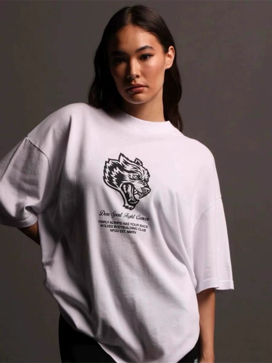 Streetwear Brand Graphics - White Classic Wolf Head GYM Fitness